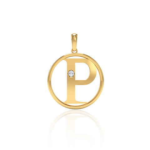 "P" Stamp Diamond Pendant