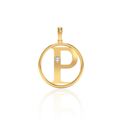 "P" Stamp Diamond Pendant